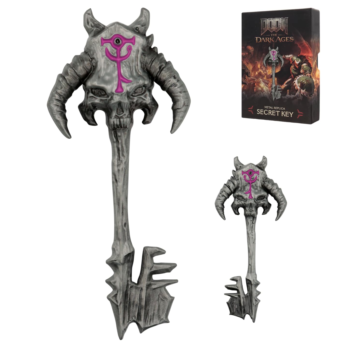 FaNaTtik DOOM: The Dark Ages Replica Metal Secret Key - Limited Edition (5000 weltweit), offizieller Merchandise, Antik-Silber-Färbung