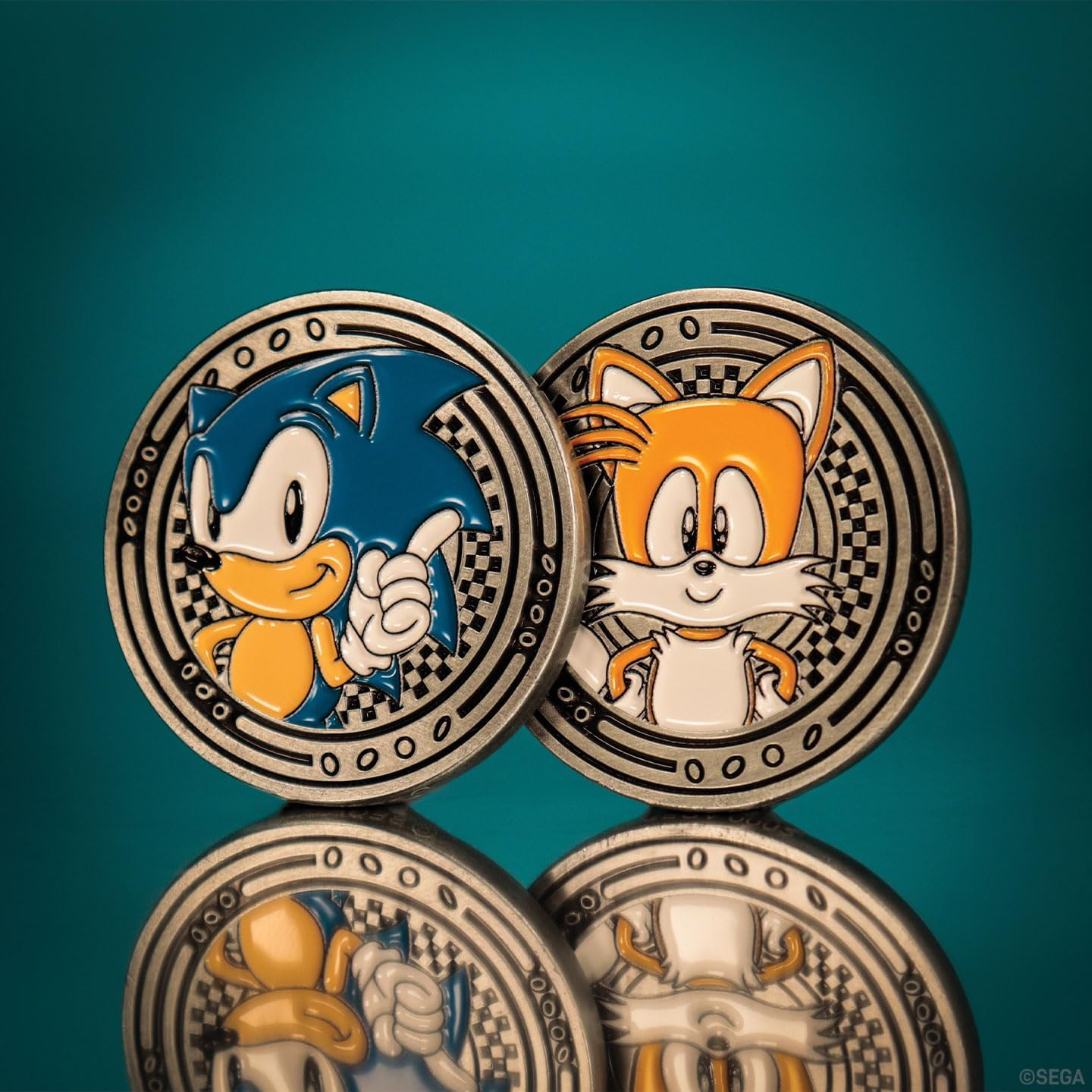FaNaTtik Sonic the Hedgehog Sonic & Tails Limited Edition Sammelmünze - Silberfarbene Plattierung, individuell nummeriert (9.995 Worldwide