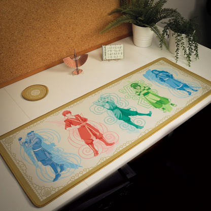 Avatar: The Last Airbender Elements Schreibtischunterlage und Untersetzer-Set – Offizielles großes Gaming-Mauspad, 800 x 300 mm, mit rutschfester Unterseite und verstärkten Kanten