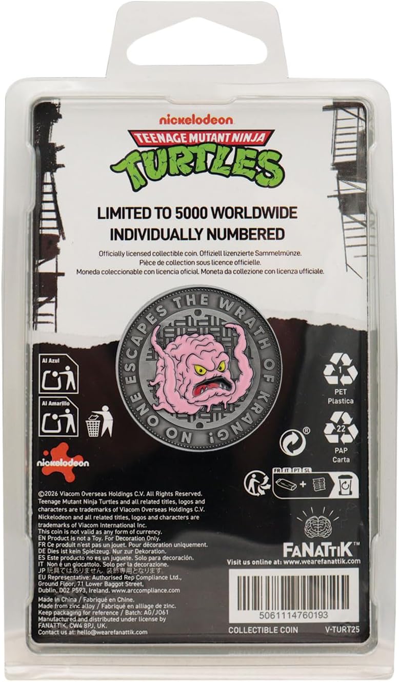 FaNaTtik Teenage Mutant Ninja Turtles – Krang Limited Edition Sammelmünze – individuell nummerierte, doppelseitige Emaille-Ausstellungsstück