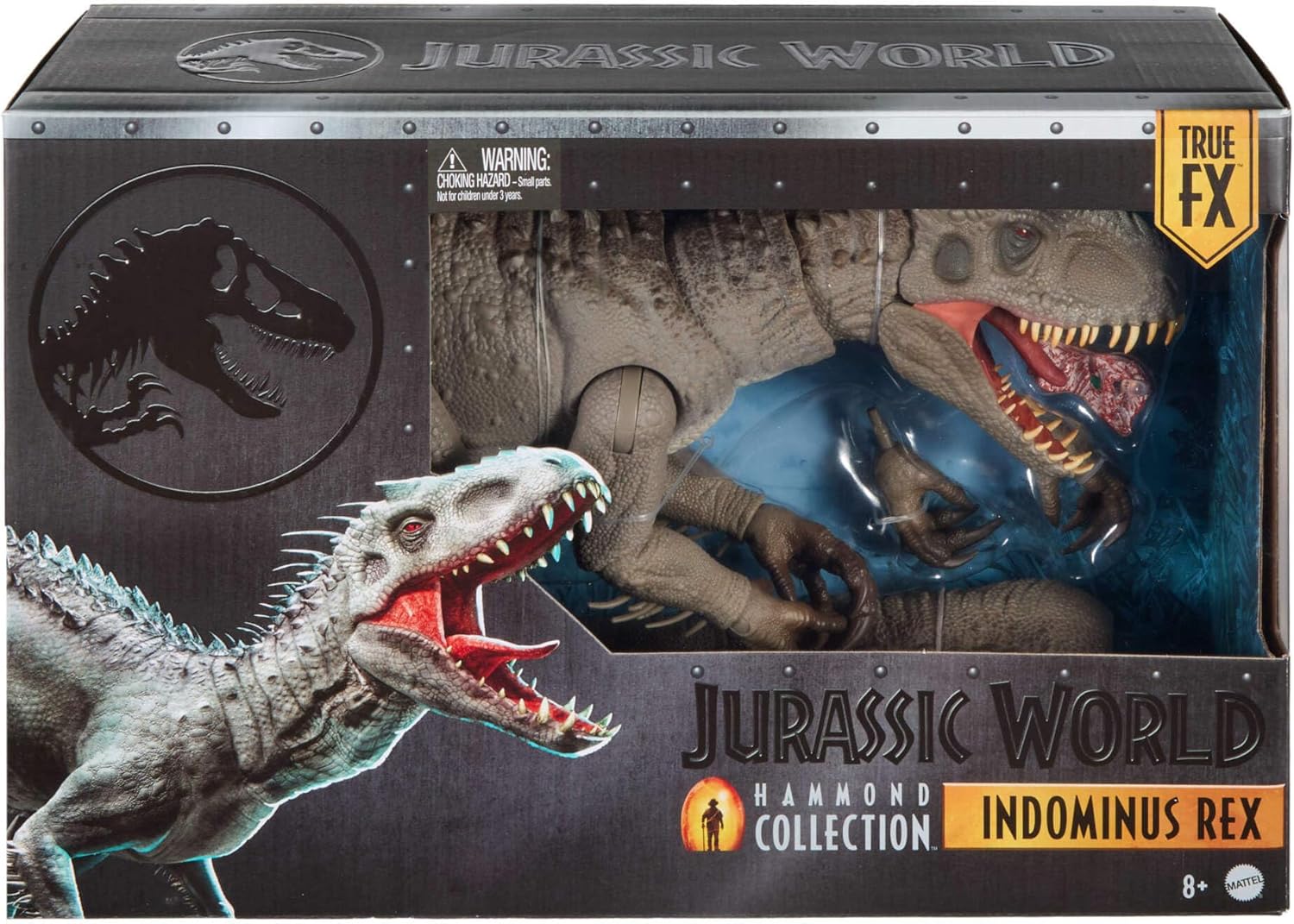 Mattel Jurassic World Hammond Collection Indominus Rex Deluxe Articulated Action Figure Large Size, Swappable Claws & Tracking Implant, JKG98
