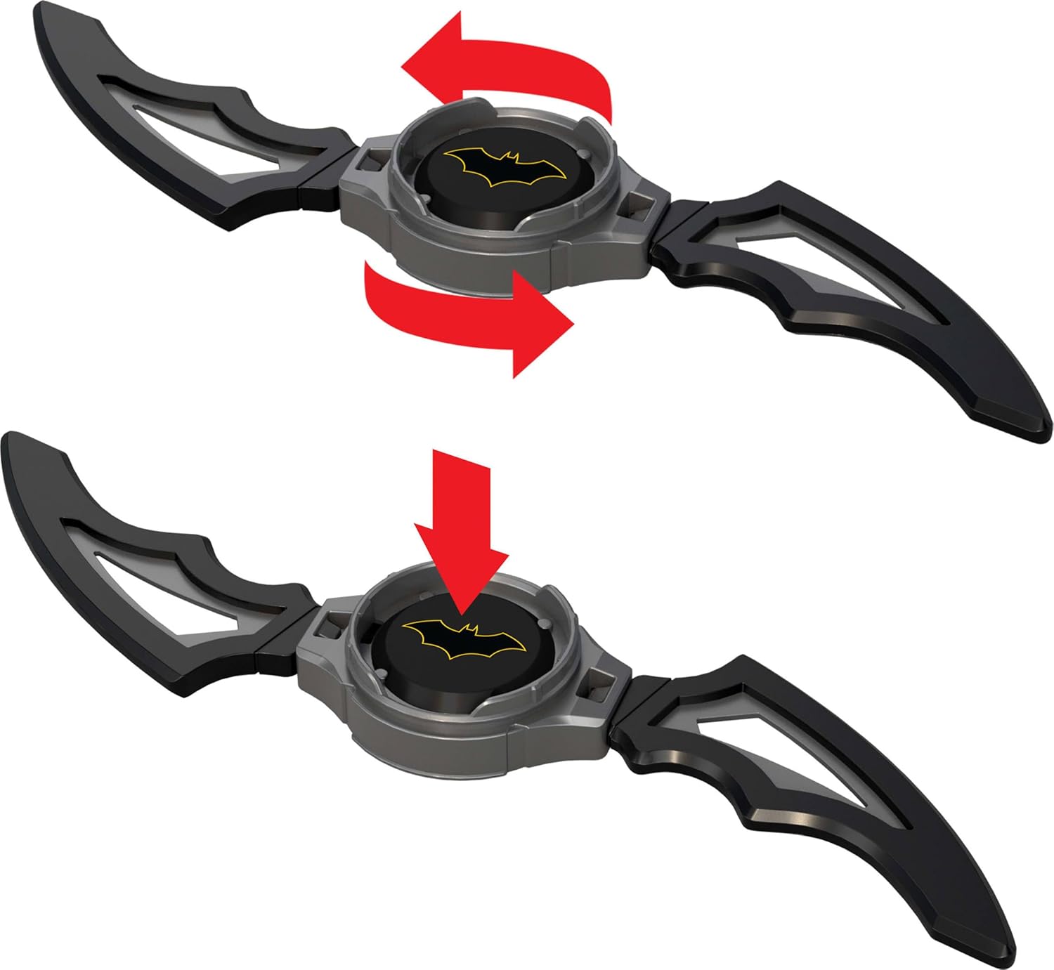 Mattel DC Premier Rollenspiel-Spielzeug, Batlink-Batarangs, Batmans legendäre Waffe im Bumerang-Stil, ca. 20 cm breit, kann geteilt und an Fahrzeugen angebracht Werden, JMD54