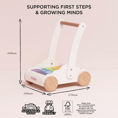 Le Toy Van - Petilou Wooden Educational Rainbow Cloud Walker Toy For Toddlers And Babies | Suitable For A Boy Or Girl 1 Year Old +