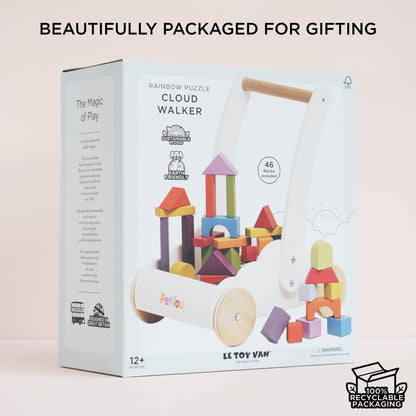 Le Toy Van - Petilou Wooden Educational Rainbow Cloud Walker Toy For Toddlers And Babies | Suitable For A Boy Or Girl 1 Year Old +