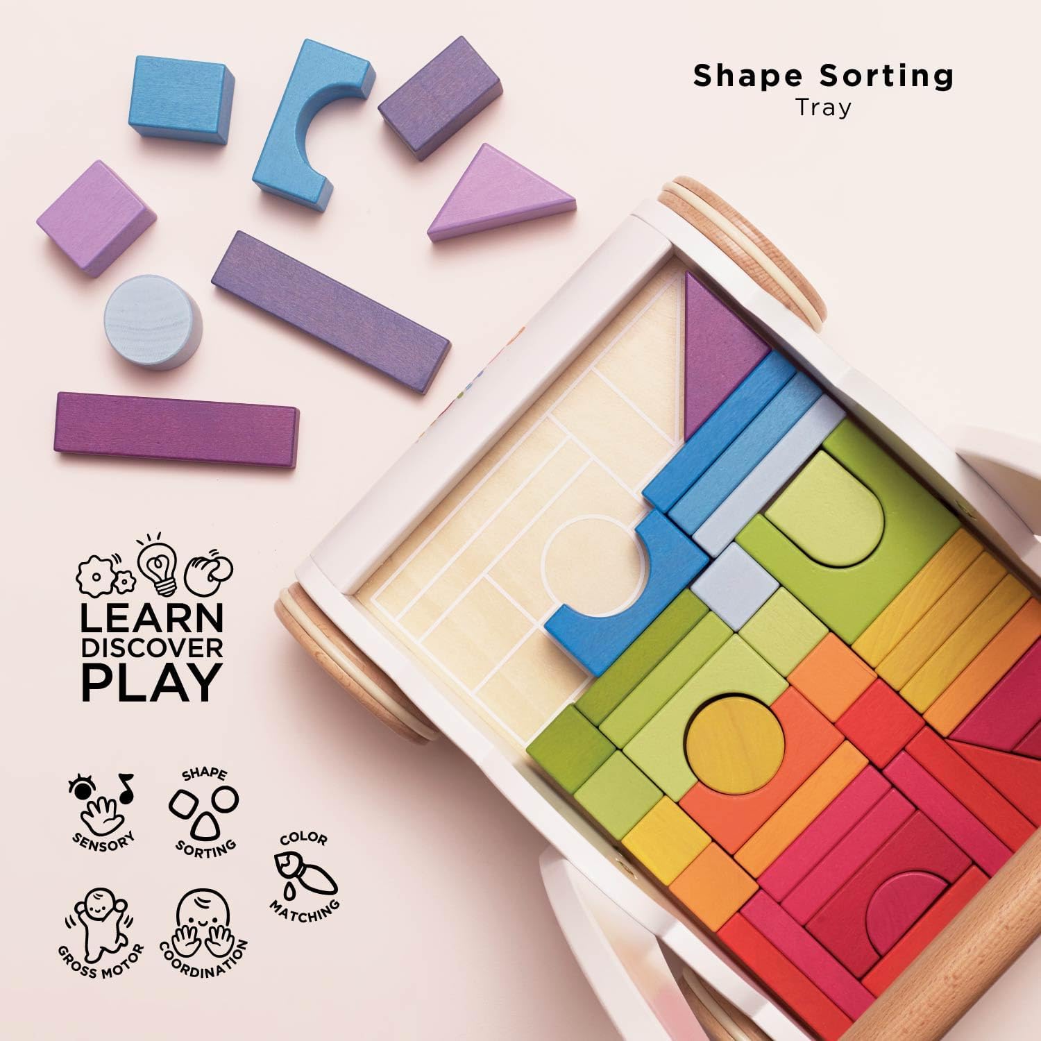Le Toy Van - Petilou Wooden Educational Rainbow Cloud Walker Toy For Toddlers And Babies | Suitable For A Boy Or Girl 1 Year Old +