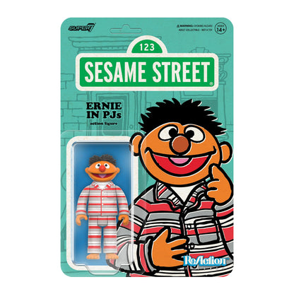 Super7 Reaction Figure Sesame Street Ernie in PJs - 3.75" Sesame Street Action Figure - Classic TV Show Collectibles and Retro Toys