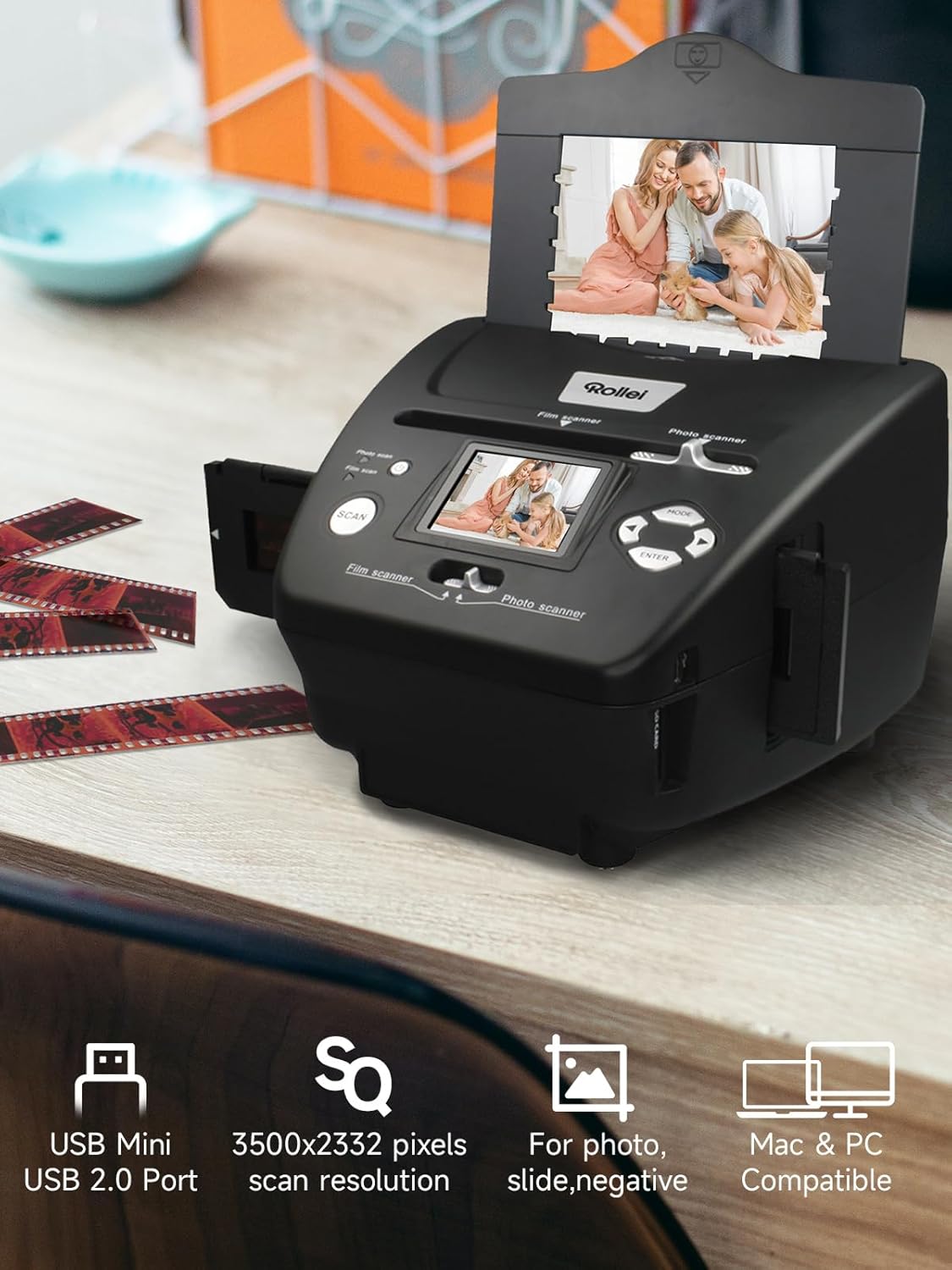 Rollei PDF-S 240 SE - Multi-scanner voor foto's, dia's en negatieven, scanproces in seconden, incl. beeldbewerkingssoftware - zwart