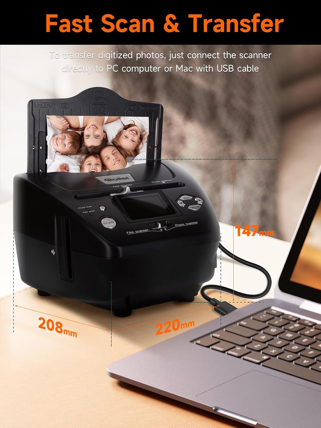 Rollei PDF-S 240 SE - Multi-scanner voor foto's, dia's en negatieven, scanproces in seconden, incl. beeldbewerkingssoftware - zwart