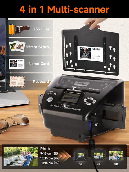 Rollei PDF-S 240 SE - Multi-scanner voor foto's, dia's en negatieven, scanproces in seconden, incl. beeldbewerkingssoftware - zwart