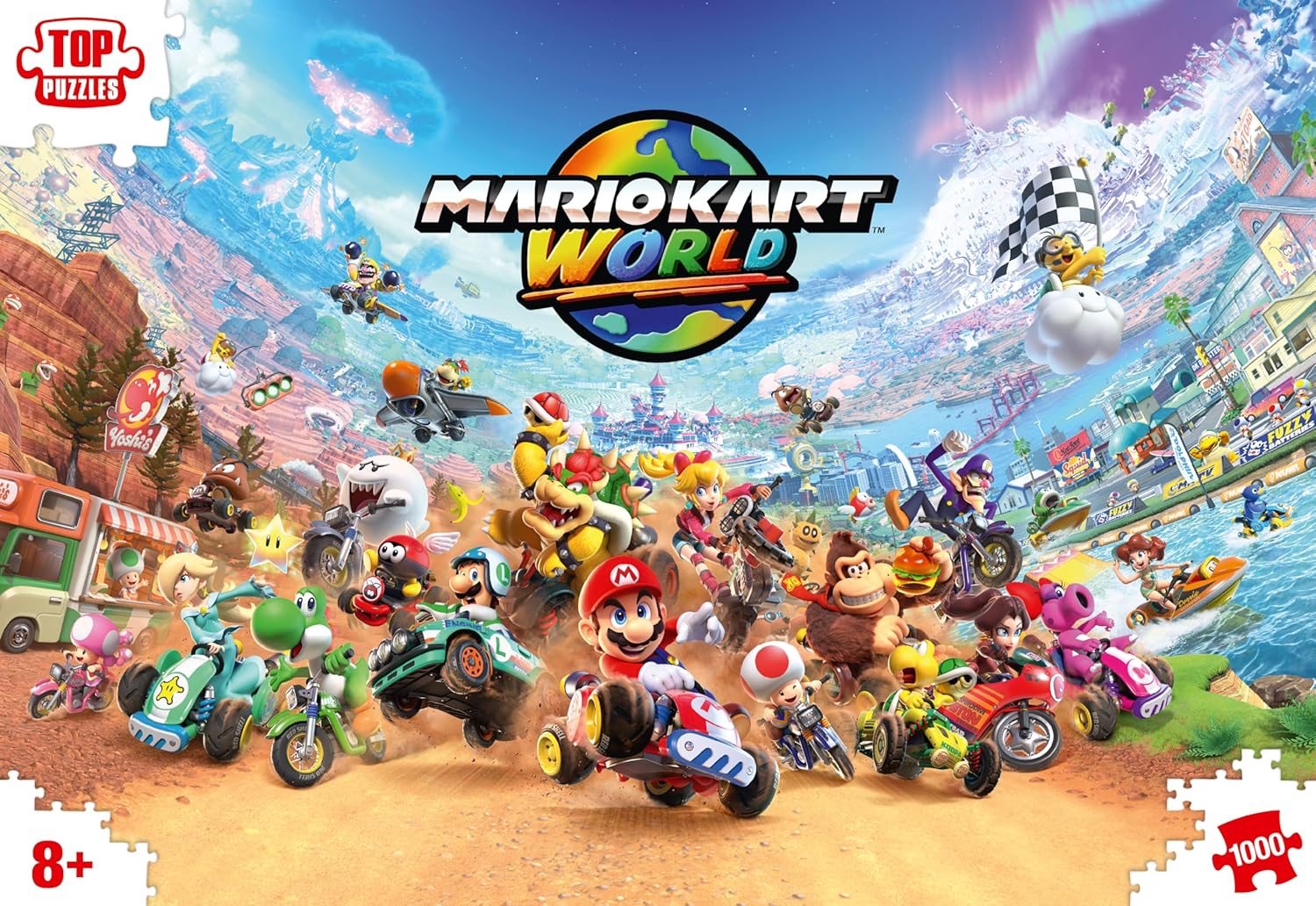 Winning Moves Mario Kart Puzzle 1000 Pieces (+ Poster) - Toys for Kids 10+ Years and All Game Fans, to Play Alone or in Company