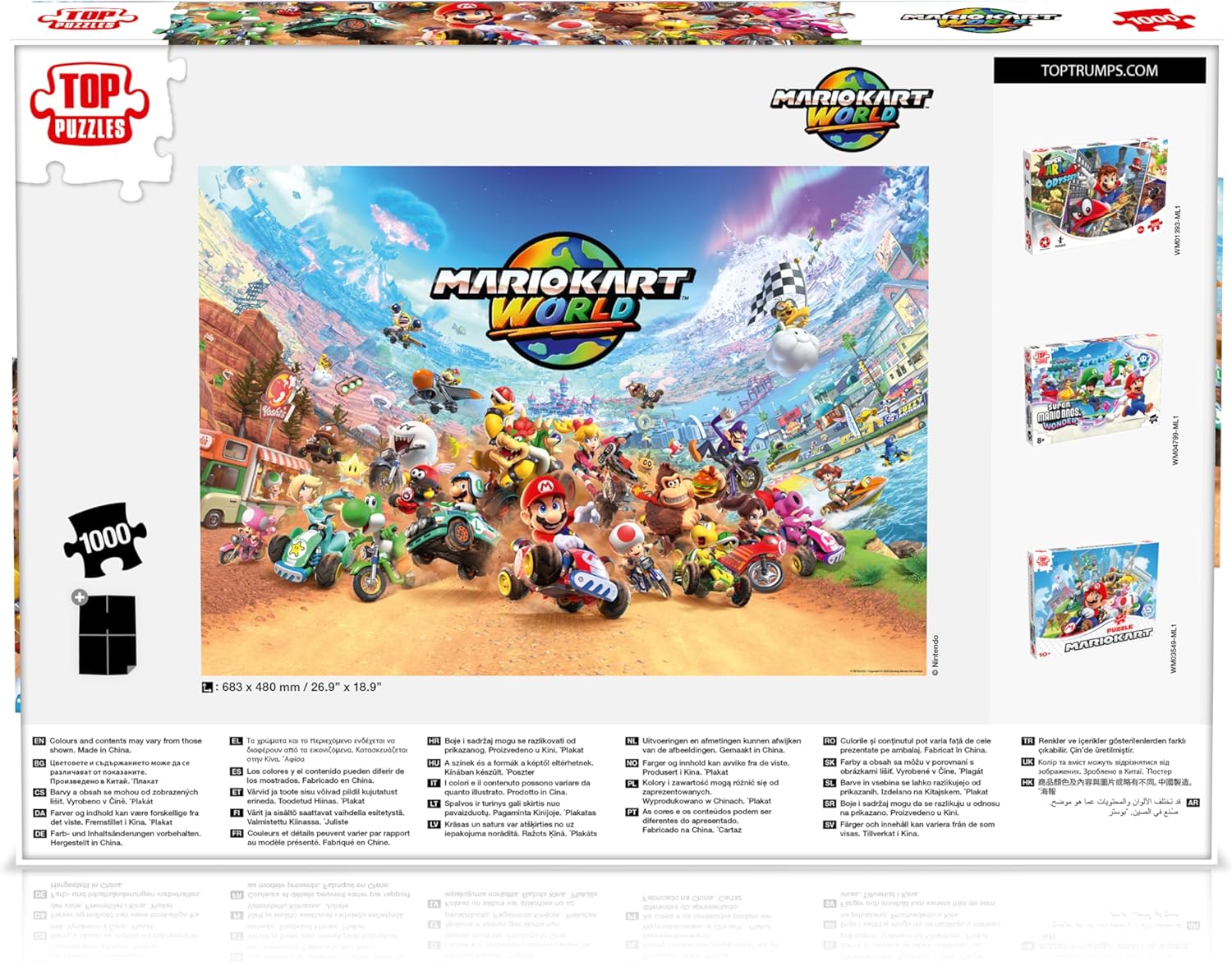 Winning Moves Mario Kart Puzzle 1000 Pieces (+ Poster) - Toys for Kids 10+ Years and All Game Fans, to Play Alone or in Company