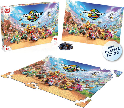 Winning Moves Mario Kart Puzzle 1000 Pieces (+ Poster) - Toys for Kids 10+ Years and All Game Fans, to Play Alone or in Company