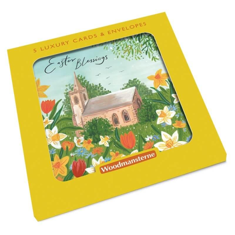 Pretty Easter Cards Blessings Church – Pack of 5 Illustrated Cards One Design