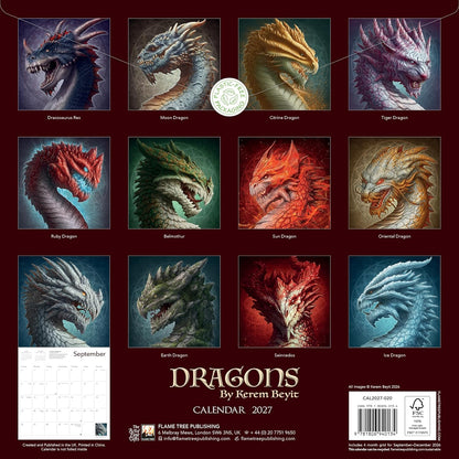 Dragons by Kerem Beyit Wall Calendar 2027 (Art Calendar