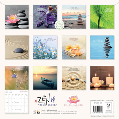 Zen Art & Poetry Wall Calendar 2027 (Art Calendar): Original Flame Tree Publishing-Kalender