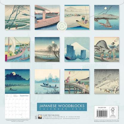 Japanese Woodblocks Wall Calendar 2027 (Art Calendar): Original Flame Tree Publishing-Kalender