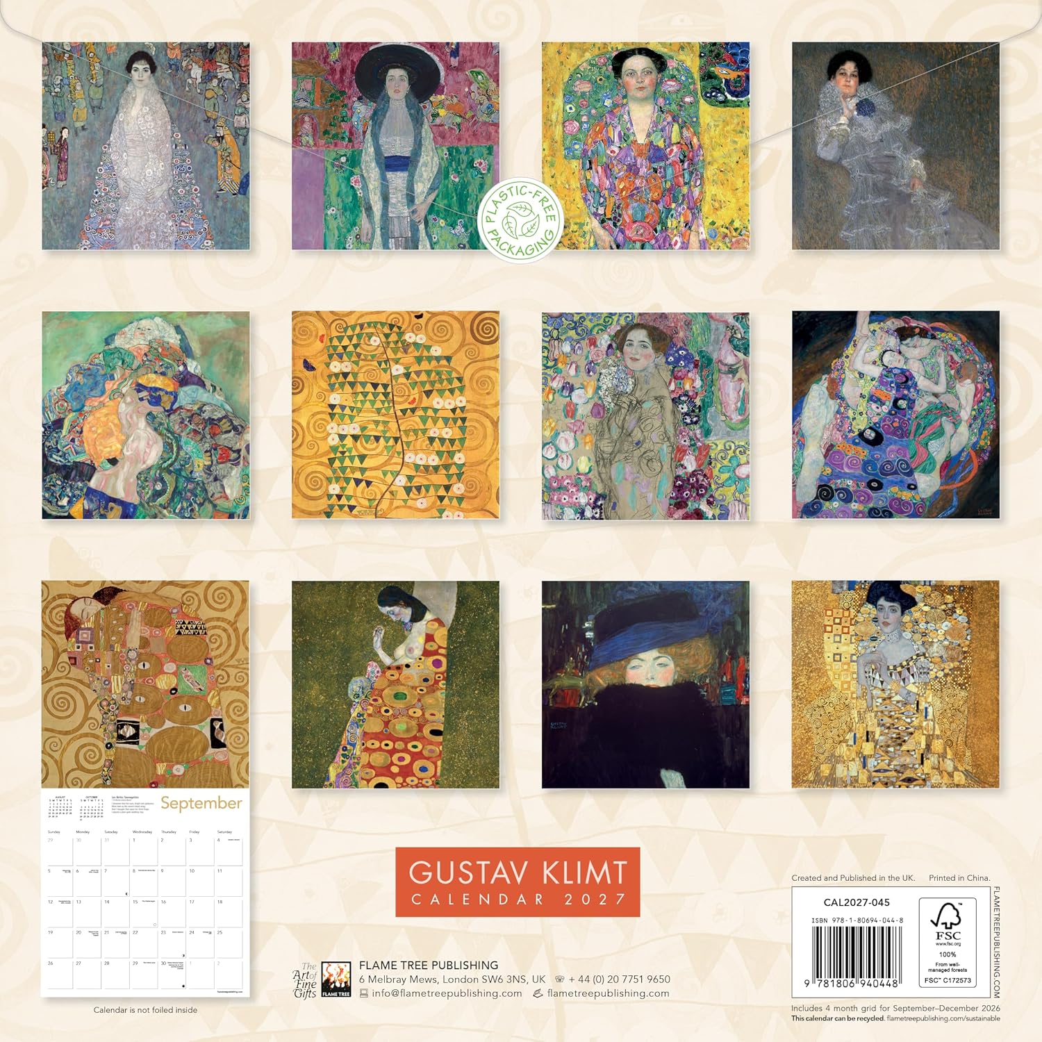 Gustav Klimt Wall Calendar 2027 (Art Calendar): Original Flame Tree Publishing-Kalender