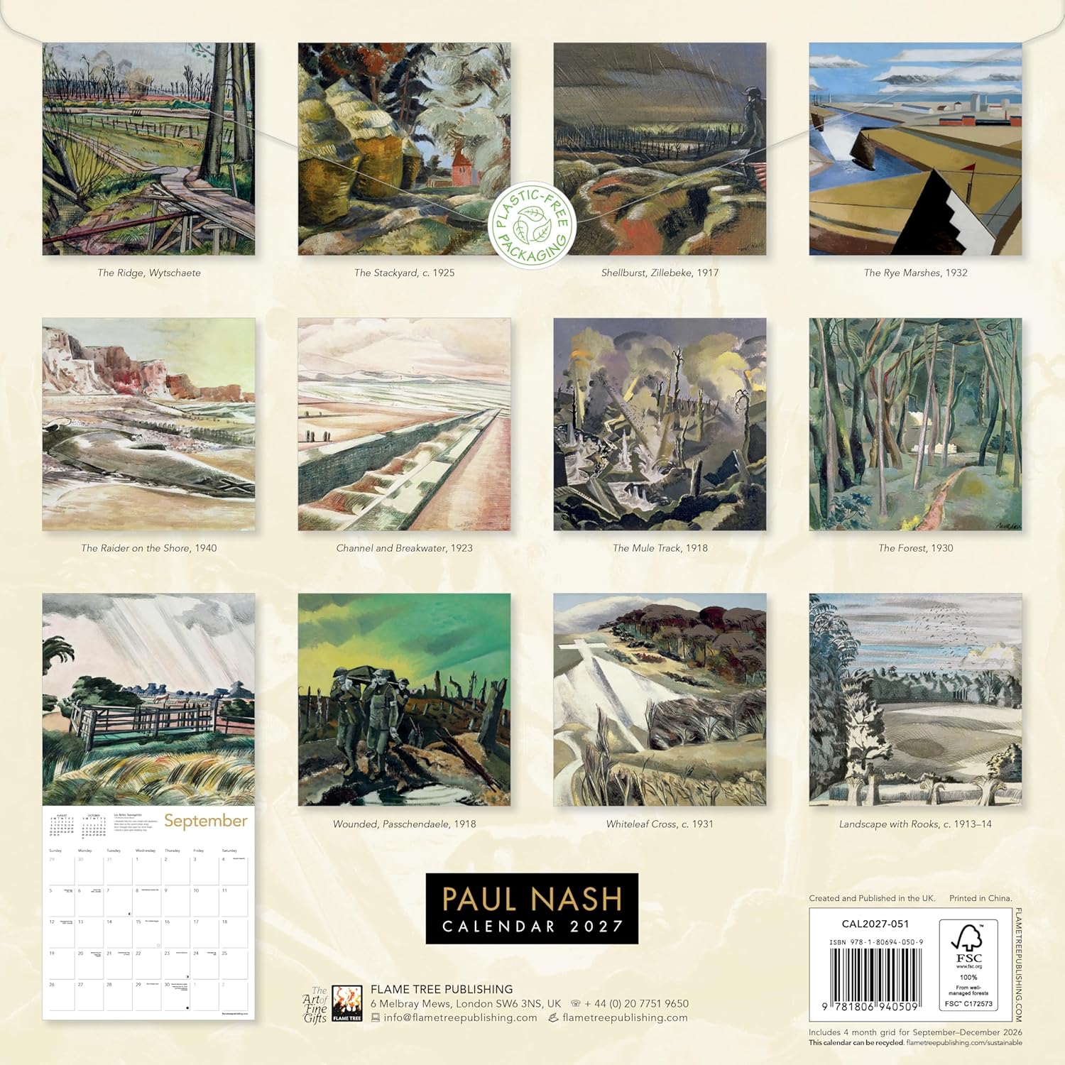 Paul Nash Wall Calendar 2027 (Art Calendar