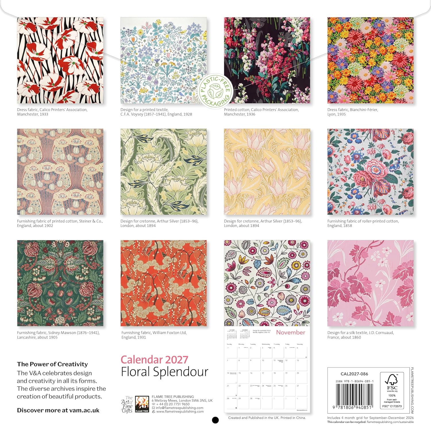 V&A: Floral Splendour Wall Calendar 2027 (Art Calendar