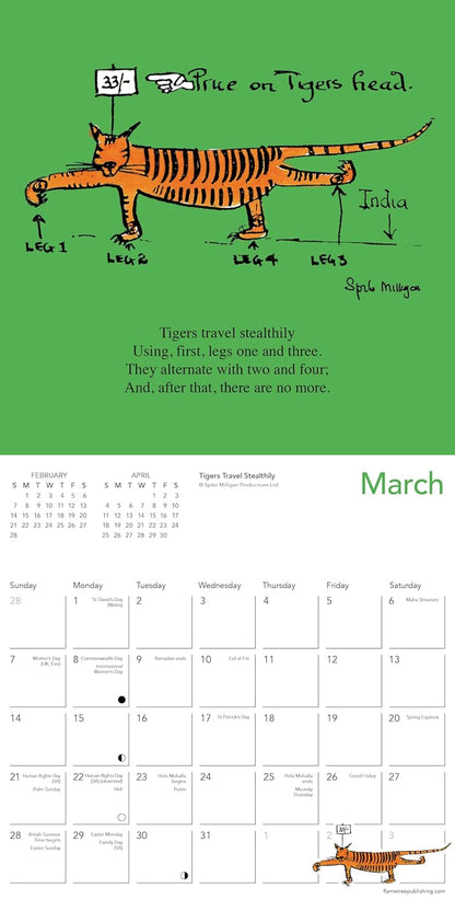 Spike Milligan Mini Wall Calendar 2027 (Art Calendar