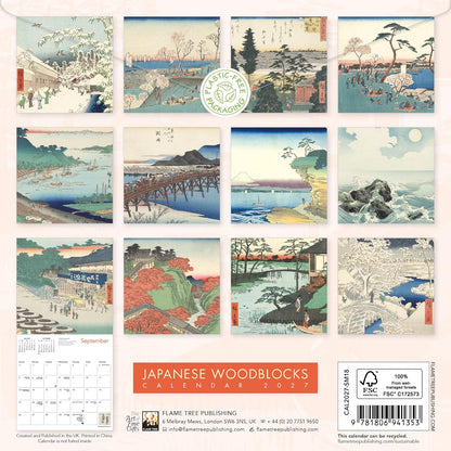 Japanese Woodblocks Mini Wall Calendar 2027 (Art Calendar