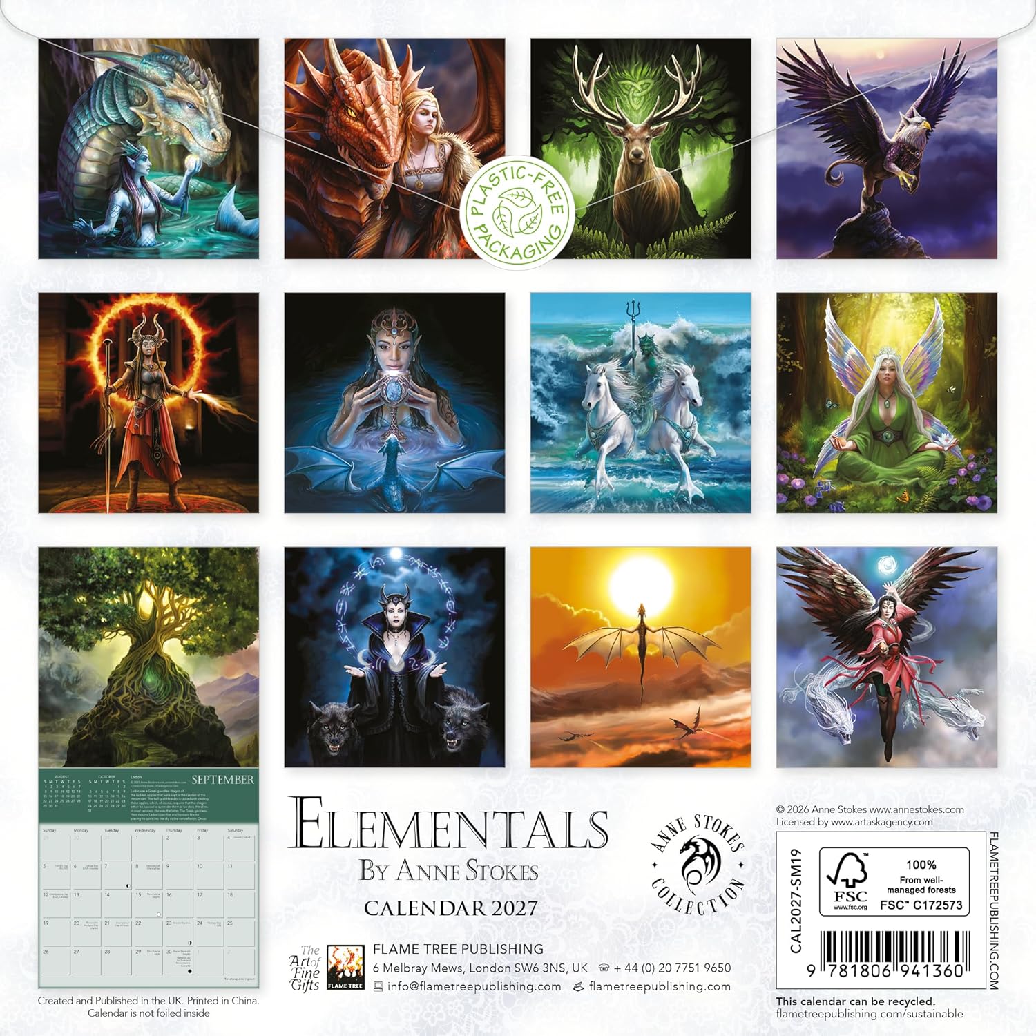 Elementals by Anne Stokes Mini Wall Calendar 2027 (Art Calendar