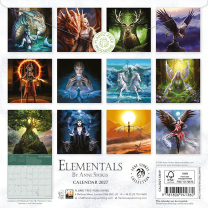 Elementals by Anne Stokes Mini Wall Calendar 2027 (Art Calendar