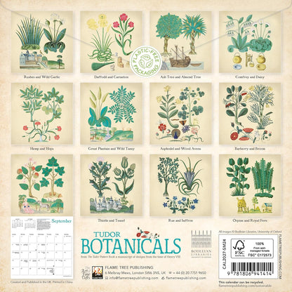 Bodleian Libraries: Tudor Botanicals Mini Wall Calendar 2027 (Art Calendar