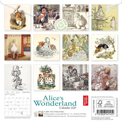 British Library: Alice's Adventures in Wonderland Mini Wall Calendar 2027 (Art Calendar