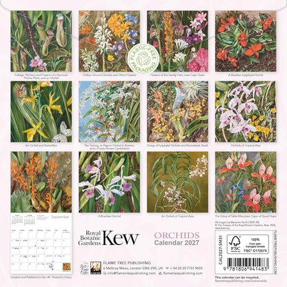 Kew Gardens: Orchids by Marianne North Mini Wall Calendar 2027 (Art Calendar