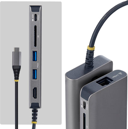 StarTech 6-in-1 USB C Hub, USB-C to HDMI Multiport Adapter with 140W Power Delivery Charging, 4K 60Hz HDMI, 10Gbps Hub, 2.5GbE, SD Slot, Mini Dock for MacBook, Dell, HP