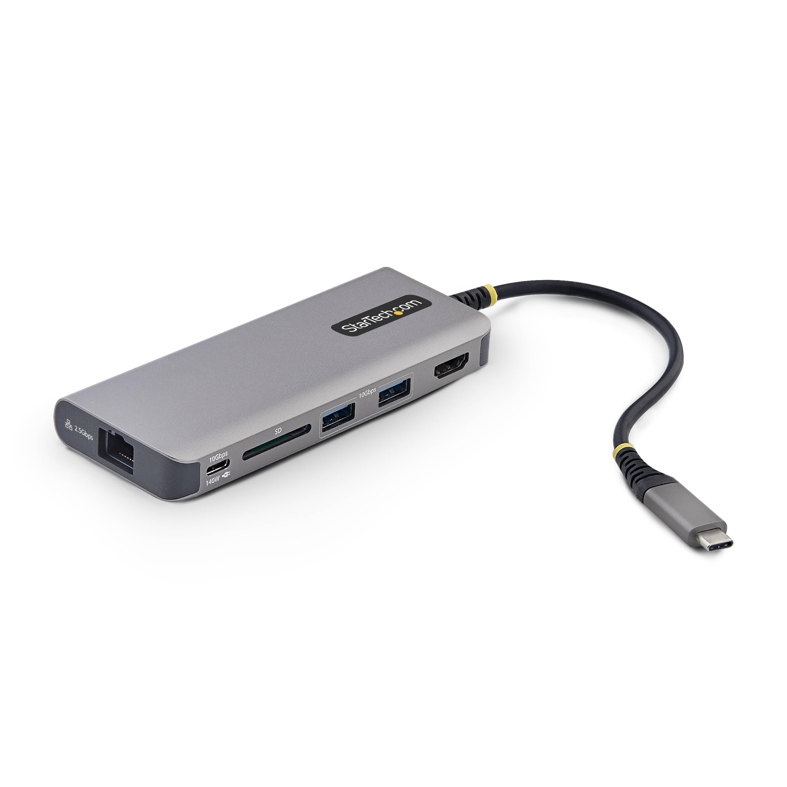 StarTech 6-in-1 USB C Hub, USB-C to HDMI Multiport Adapter with 140W Power Delivery Charging, 4K 60Hz HDMI, 10Gbps Hub, 2.5GbE, SD Slot, Mini Dock for MacBook, Dell, HP