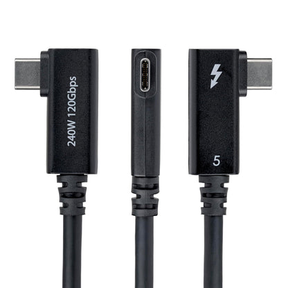 StarTech 2.6ft (80cm) Right Angle Thunderbolt 5 Cable, 80Gbps/120Gbps, 240W PD, 8K 60Hz, Thunderbolt Certified, TB5/TB4/USB4/USB-C