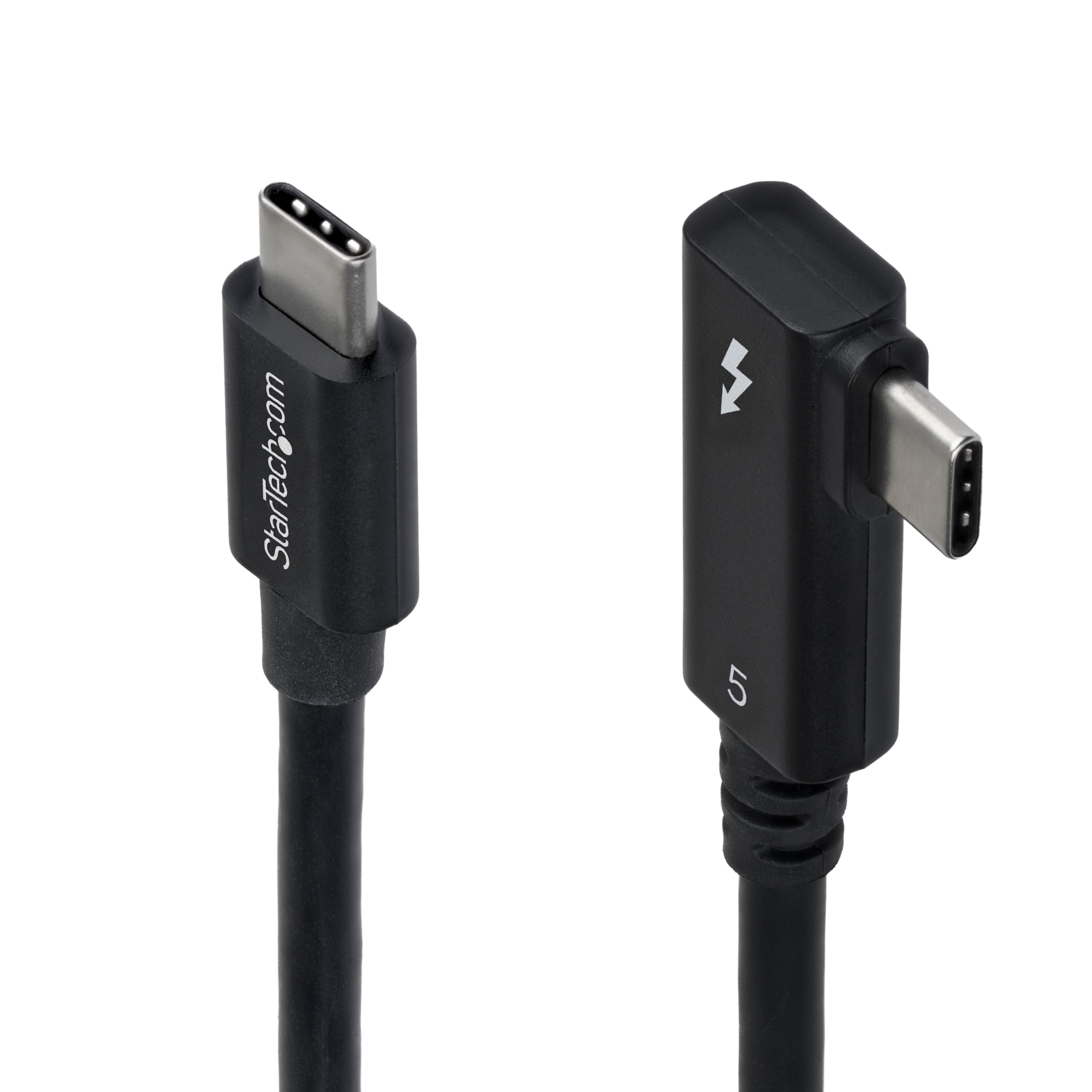 StarTech 2.6ft (80cm) Right Angle Thunderbolt 5 Cable, 80Gbps/120Gbps, 240W PD, 8K 60Hz, Thunderbolt Certified, TB5/TB4/USB4/USB-C