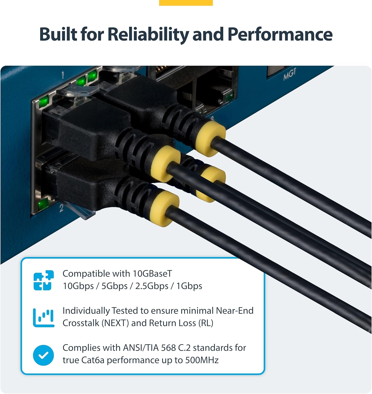 StarTech 1.5m Black Ultra Slim CAT6a Ethernet Cable, Snagless, UTP, Pure Bare Copper Wire, 34AWG Slim RJ45 Network Patch Cord