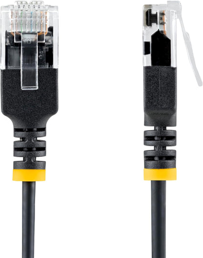StarTech 80cm Black Ultra Slim CAT6a Ethernet Cable, Snagless, UTP, Pure Bare Copper Wire, 34AWG Slim RJ45 Network Patch Cord