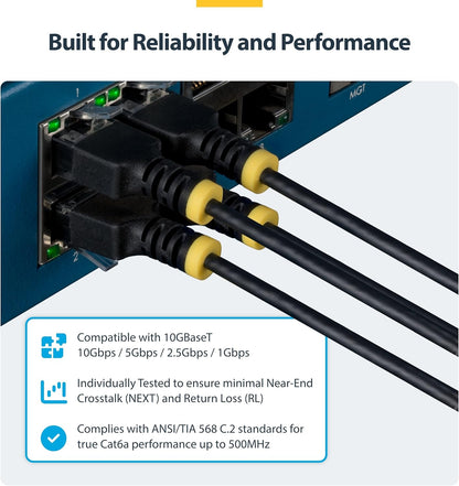 StarTech 4m Black Ultra Slim CAT6a Ethernet Cable, Snagless, UTP, Pure Bare Copper Wire, 34AWG Slim RJ45 Network Patch Cord