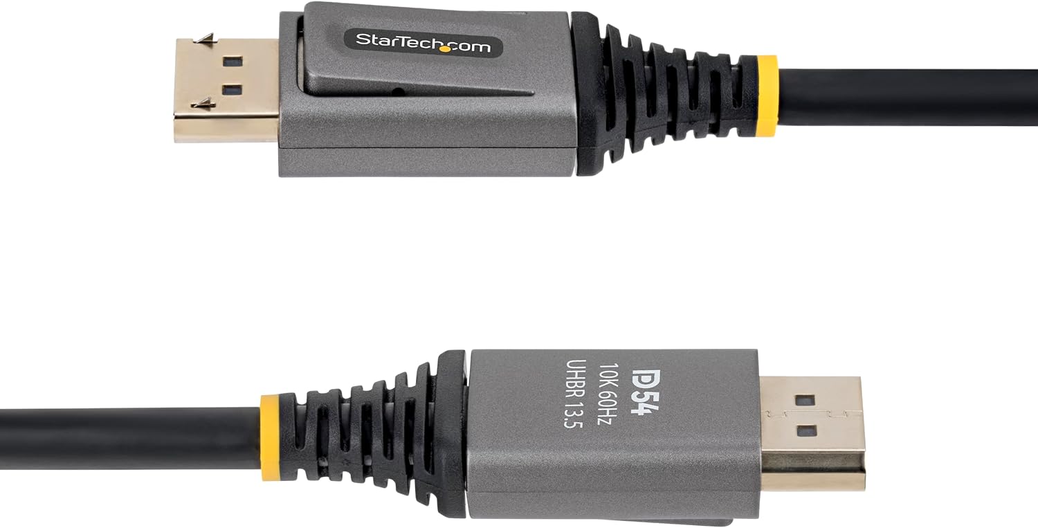 StarTech 50cm DisplayPort 2.1 Cable, VESA Certified DP54 DisplayPort Cable, Uncompressed 8K 60Hz, 8K 144Hz/4K 240Hz w/DSC 1.2a, DP 2.1 Monitor Cord