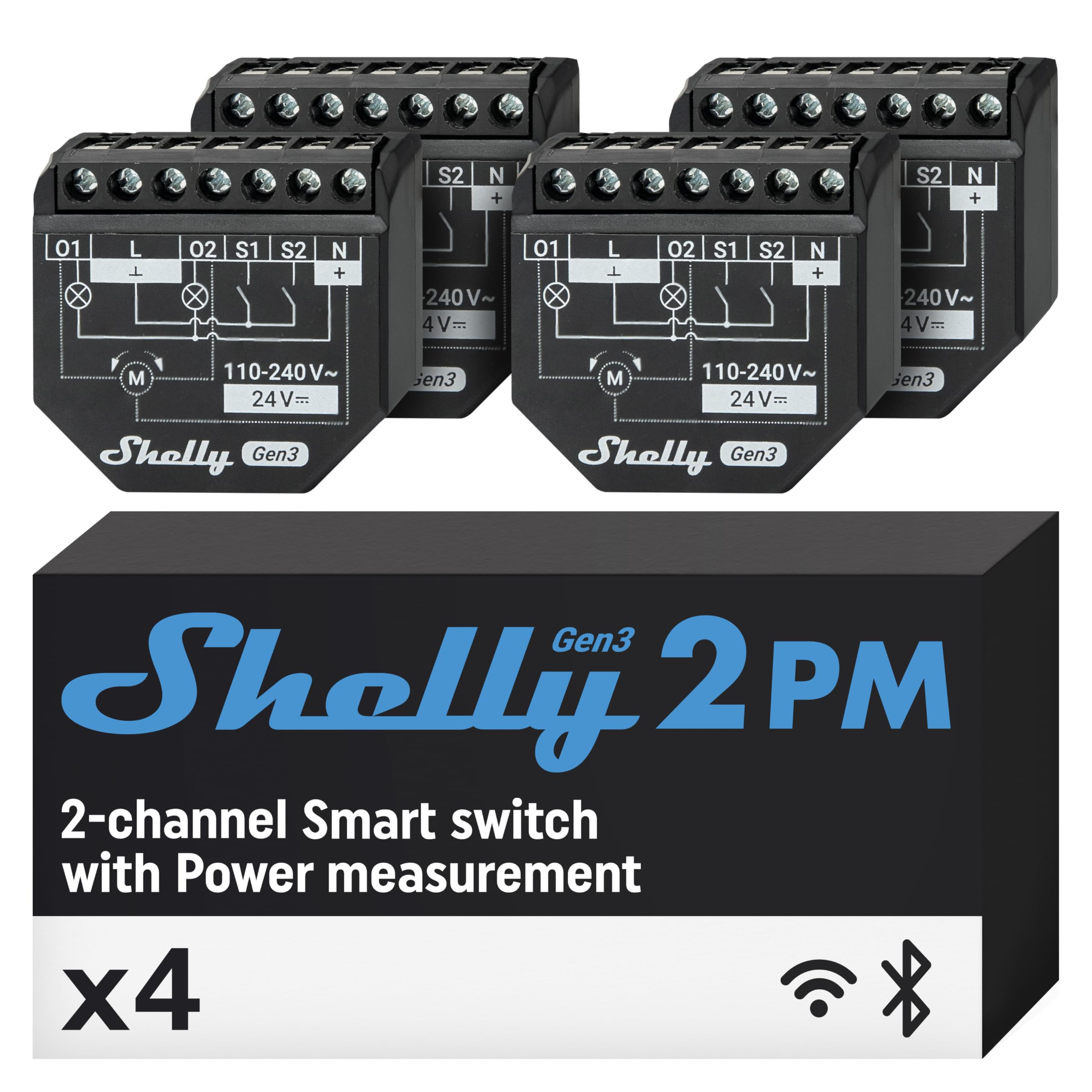 Shelly - 2Pm Gen3 4P – Smart Dual Relay Switch With Energy Monitoring