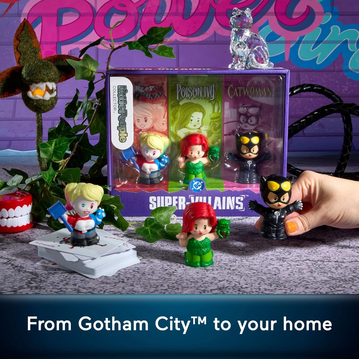Little People Collector DC Super-Villains Special Edition Set for Comic Book Fans, 3 Figures in a Display Package, JKR80