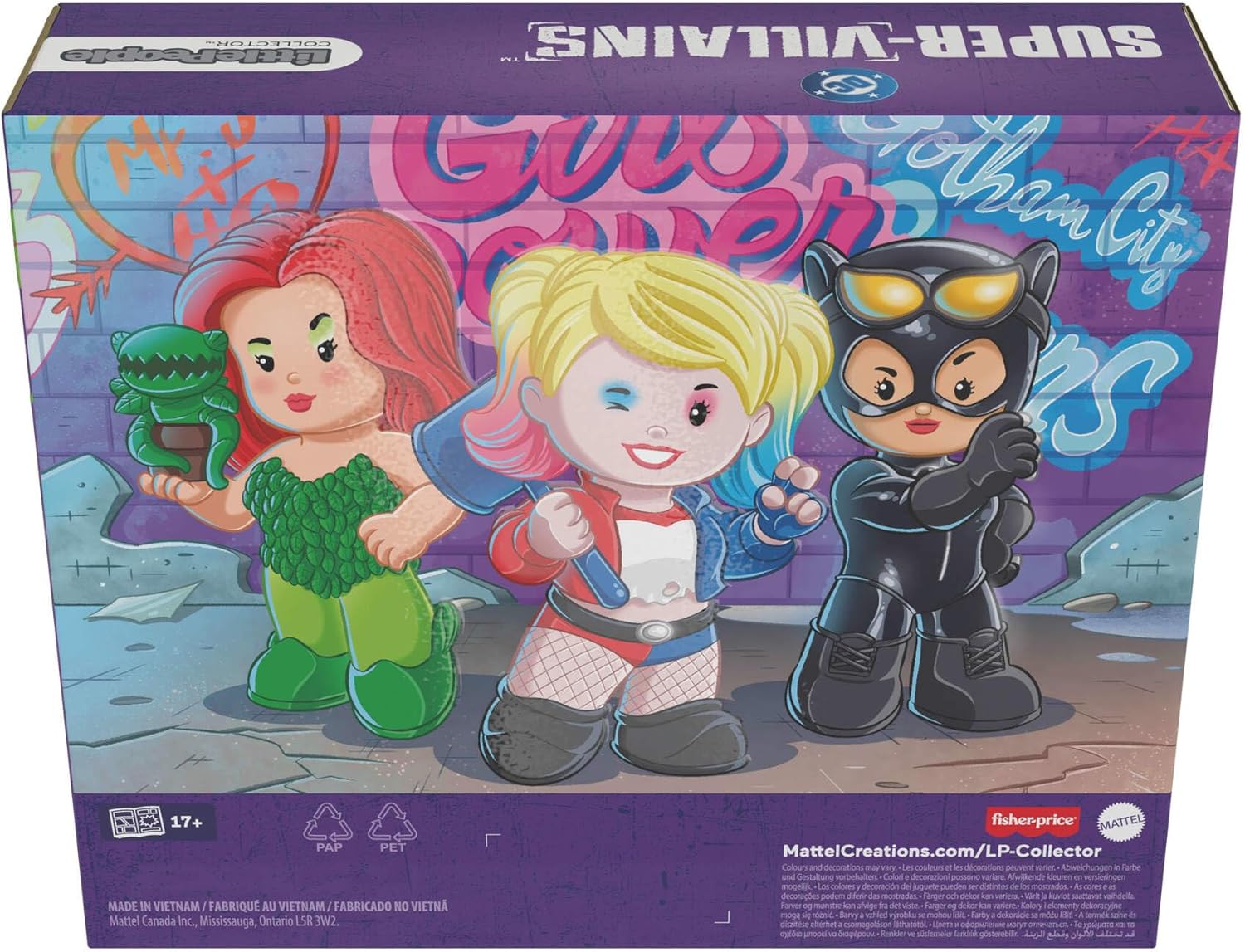 Little People Collector DC Super-Villains Special Edition Set for Comic Book Fans, 3 Figures in a Display Package, JKR80