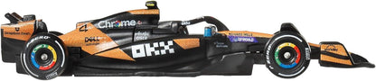 Hot Wheels Premium Formula 1 Toy Car 2-Pack, Set of 2 1:64 Scale Die-Cast McLaren Formula 1 Racecars Featuring #81 Oscar Piastri & #4 Lando Norris, JMM91