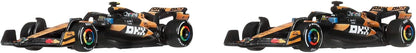 Hot Wheels Premium Formula 1 Toy Car 2-Pack, Set of 2 1:64 Scale Die-Cast McLaren Formula 1 Racecars Featuring #81 Oscar Piastri & #4 Lando Norris, JMM91