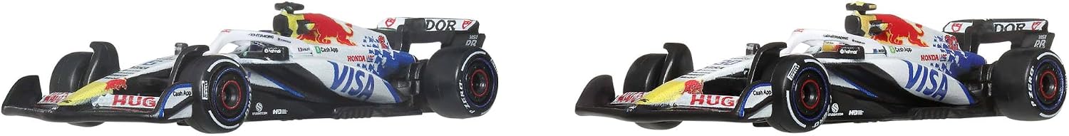 Hot Wheels Premium Toy Cars, 1:64 Scale Die-Cast Visa Cash App Racing Bulls Formula One Team Racecars: Liam Lawson & Isack Hadjar, JMM94