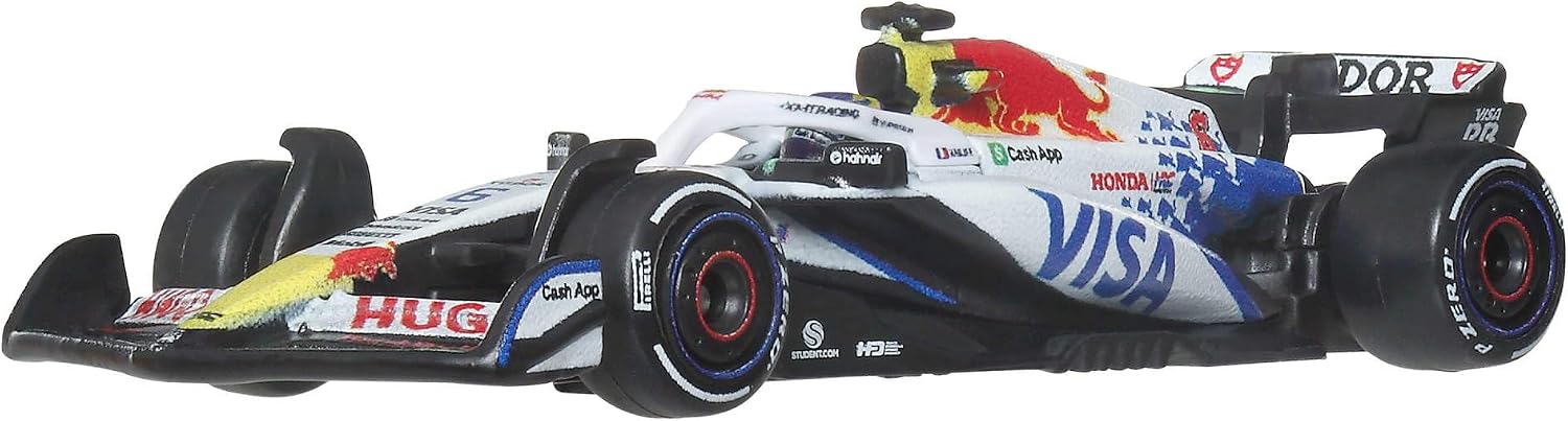 Hot Wheels Premium Toy Cars, 1:64 Scale Die-Cast Visa Cash App Racing Bulls Formula One Team Racecars: Liam Lawson & Isack Hadjar, JMM94