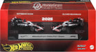 Hot Wheels Premium Formula 1 Toy Cars, 2 1:64 Scale Die-Cast MoneyGram Haas F1 Team Esteban Ocon & Oliver Bearman Racecars with Real Riders Tires, JMM97