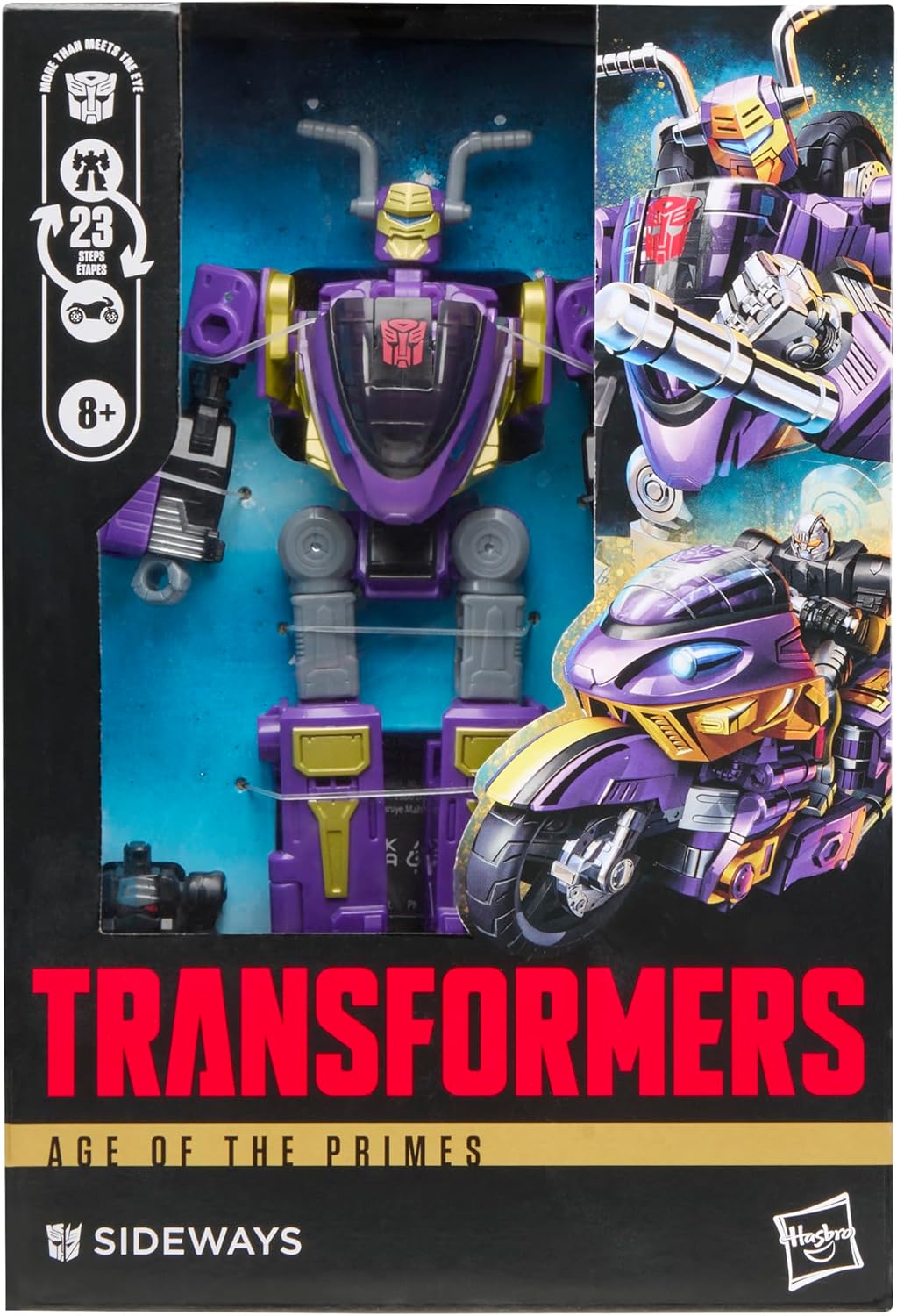 Transformers Age of the Primes Sideways, verwandelbare Voyager-Klasse Action-Figur (14,5 cm) mit 2 Mini-Con Figuren, Roboterspielzeug ab 8 Jahren