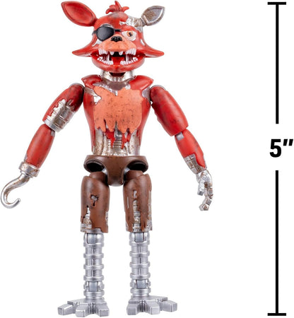 Five Nights at Freddys Withered Foxy - 5-Inch Articulated Figure with Jumpscare Feature and Glow-In-The-Dark Eyes
