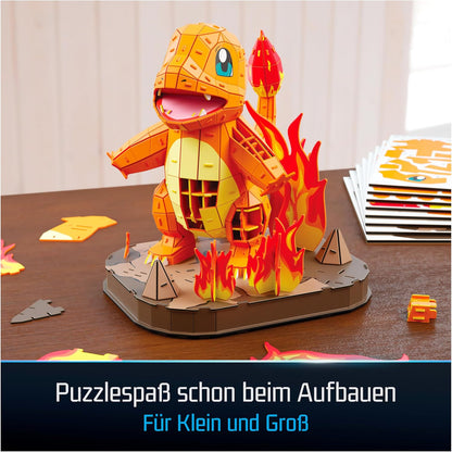 4D Build - Pokémon Glumanda - detailreicher 3D-Modellbausatz aus hochwertigem Karton, 241 Teile, leicht zu Bauen, ab 12 Jahren, Blau