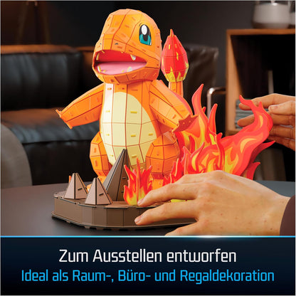 4D Build - Pokémon Glumanda - detailreicher 3D-Modellbausatz aus hochwertigem Karton, 241 Teile, leicht zu Bauen, ab 12 Jahren, Blau